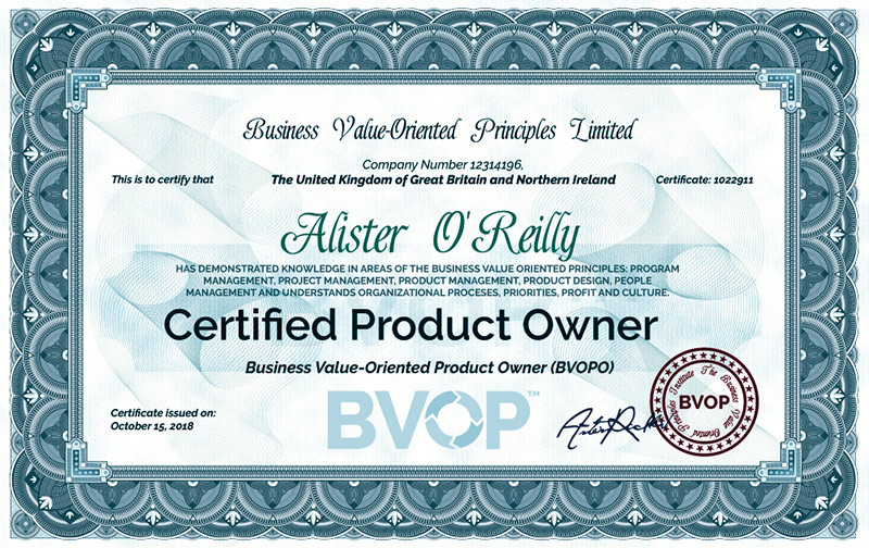 Product Owner Certificate Product Owner Certificate